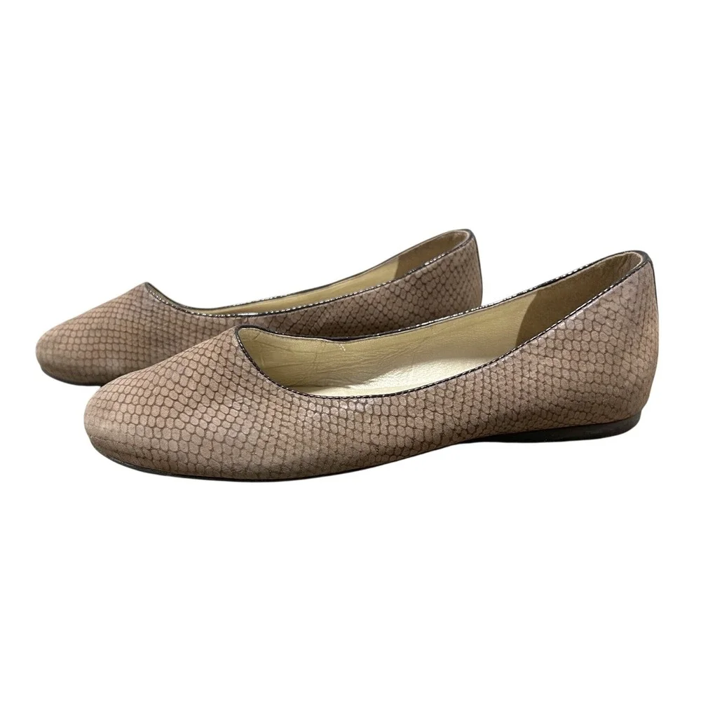 FS/NY French Sole New York Taupe Snakeskin Embossed Ballet Flats Size 9 Brazil